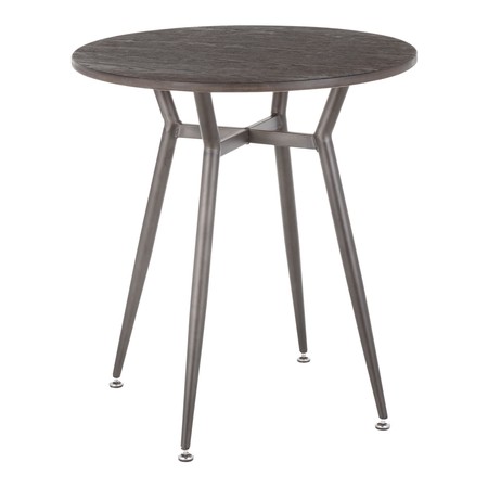 LUMISOURCE Clara Round Dinette Table in Antique Metal and Espresso Bamboo DT-CLARARN ANE